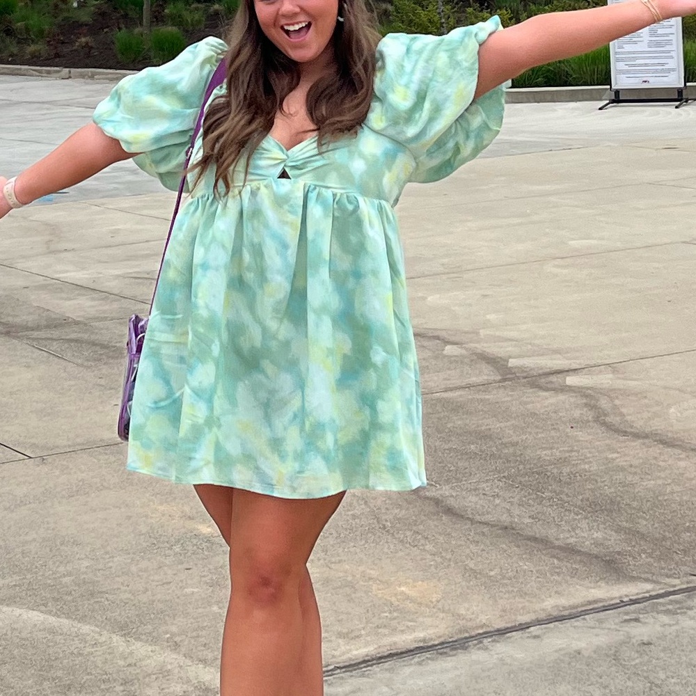 Future collective puff sleeve mini dress